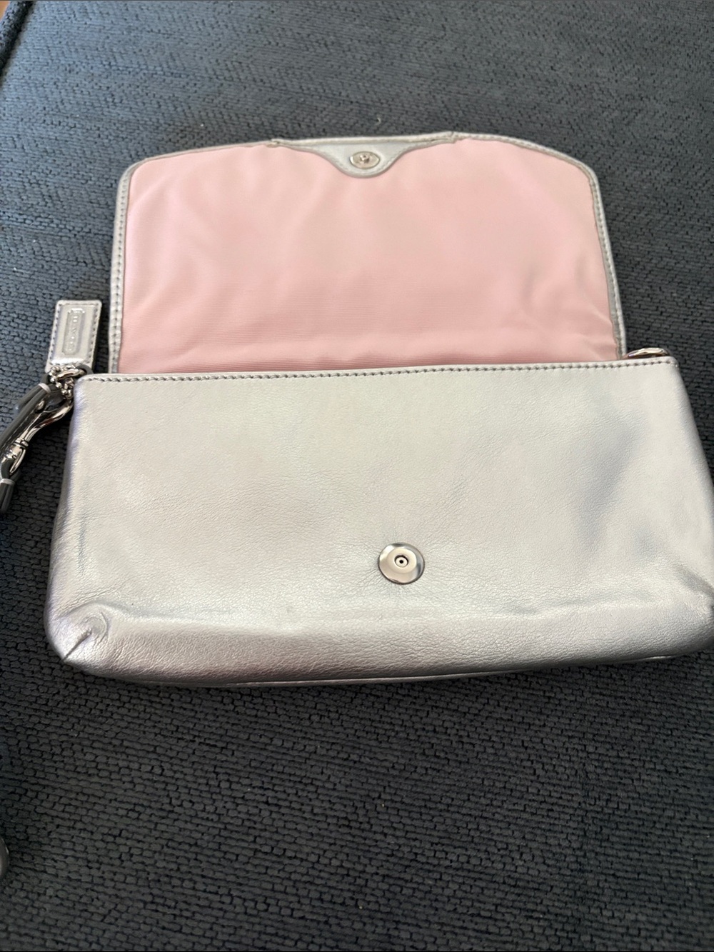 Coach Metallic Silver Wristlet Clutch - Picture 5 of 13